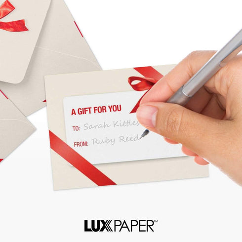 LUXPaper #17 Mini Envelopes, 2 11/16" x 3 11/16", Red Bow, 250 Qty, 70lb. Text