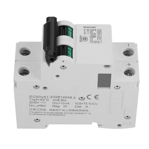 Premium Circuit Breaker, 2P 250V Low Voltage DC Miniature Circuit Breaker for Solar Panels Grid System (40A)