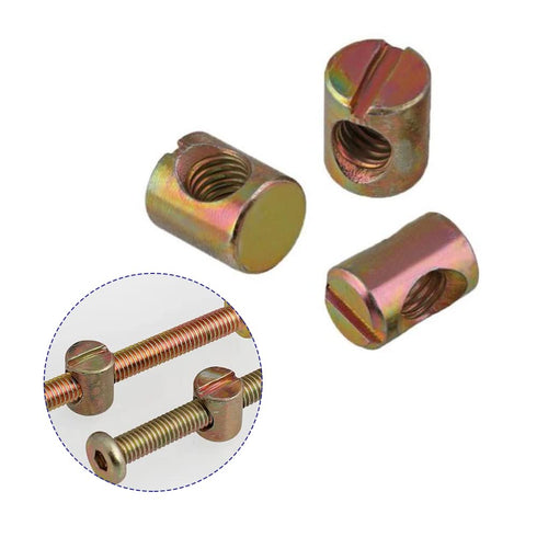 maierke 72PCS M6 Nut,M6 11mm/12mm/13mm/15mm/20mm Metric Barrel Nuts Cross Dowel Slotted Nuts Furniture x Nut Kit