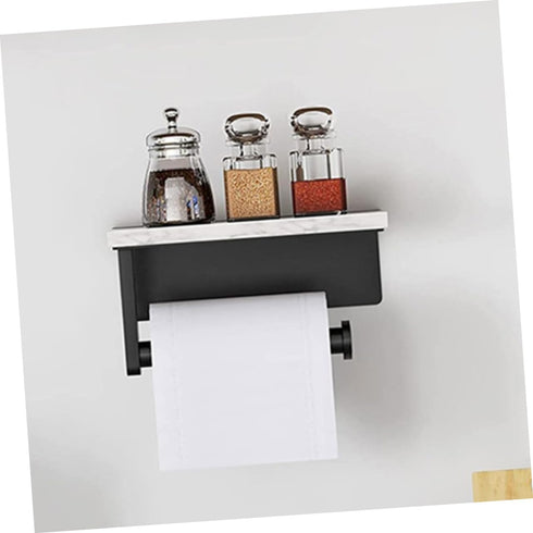 Alipis Stainless Steel Marble Toilet Paper Holder with Shelf Elegant Bathroom Napkin Organizer Wall Mount Design