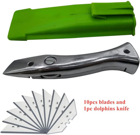 Dolphin PVC Zinc-aluminum Alloy Handle Roll Floor Cutter Knife with 10pcs Blade