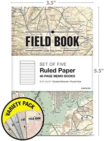 Field Notebook - Antique Map Patterns, Lined Memo Book (3.5"x5.5") - ELAN-FN-003L