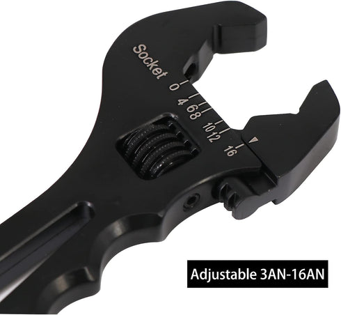 Dokili 3AN-16AN Adjustable Fitting Wrench, Lightweight Black Aluminum Tool for Hose Fitting