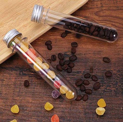10 Pack 40ml Clear Plastic Test Tubes with Screw Caps, Multi-Purpose Vials for Scientific Experiments, Party, Candy
