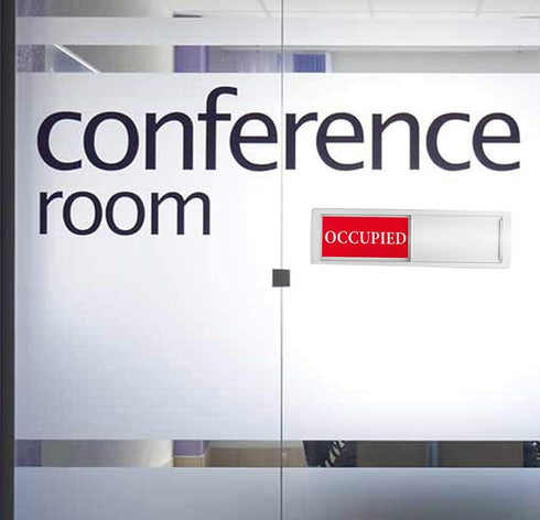Privacy Sign, Premium Vacant Occupied Sign for Home Office Restroom, Slider Door Indicator 7'' x 2'' - Silver