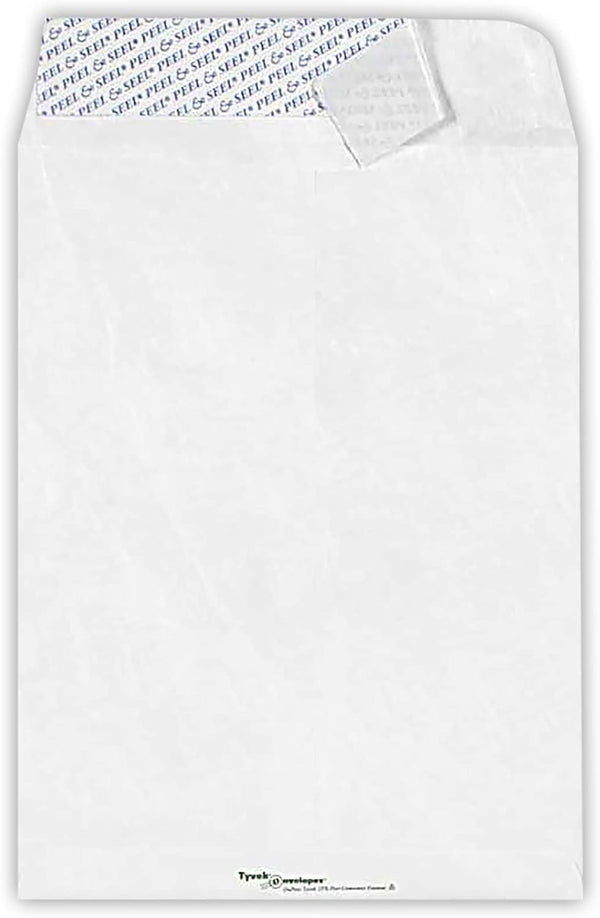 LUXPaper 9 x 12 Open End Tyvek Envelopes | Peel & Press | White | 14lb. Text | 50 Qty