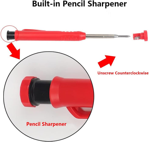 Carpenter Pencil Set with Sharpener, Mechanical Carpenter Pencils (Pack of 26 Refills) for Heavy Duty Work