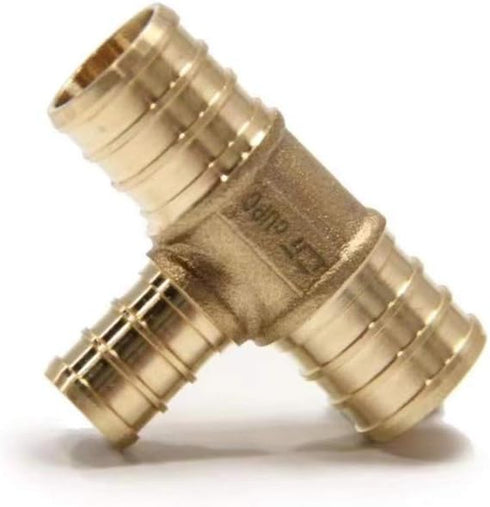 (Pack of 5) Efield 3/4" x 3/4" x 1/2" Pex Reducing Tee Brass Barb Crimp Fittings