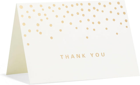 50 PCS Thank You Cards with Gold Foil Dots, 3.5" x 5",