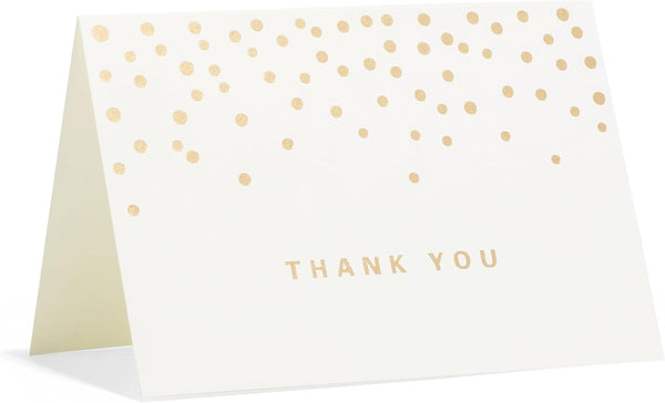 50 PCS Thank You Cards with Gold Foil Dots, 3.5" x 5",