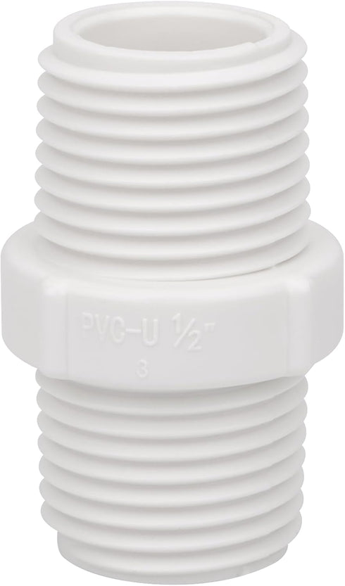 20Pack 1/2 Inch PVC Nipple Male Thread Coupling Adapter (Male x Male) for Thread Plumbing Pipe, Schedule 40