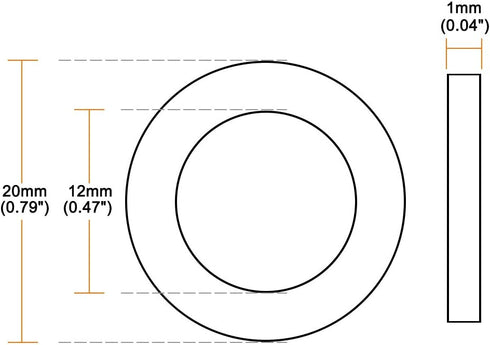 uxcell Nylon Flat Washers M12 20mm OD 12mm ID 1mm Thickness Sealing Gasket for Faucet Pipe Water Hose.