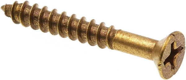 Prime-Line 9035187 Wood Screw, Flat Head Phillips, #8 X 1-1/4 in, Solid Brass, Pack of 100