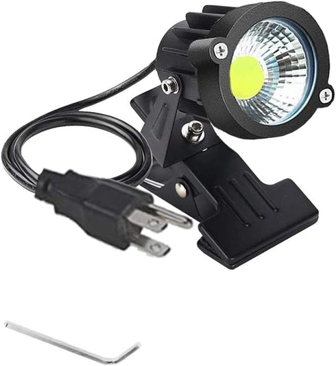 Outdoor 1pc 5W COB LED Clip on Light - IP65 Waterproof Adjustable Desk Stand COB Spotlights with Clip and US Plug