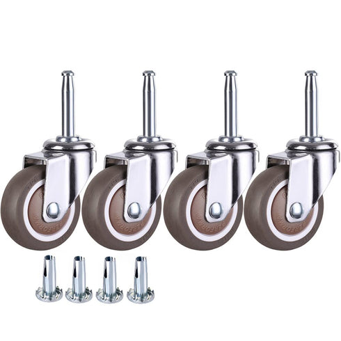 2 Inch Rubber Caster Wheel Set of 4 with 5/16" x 1-1/2" Stem for Furniture Crib Trolley Dining Car