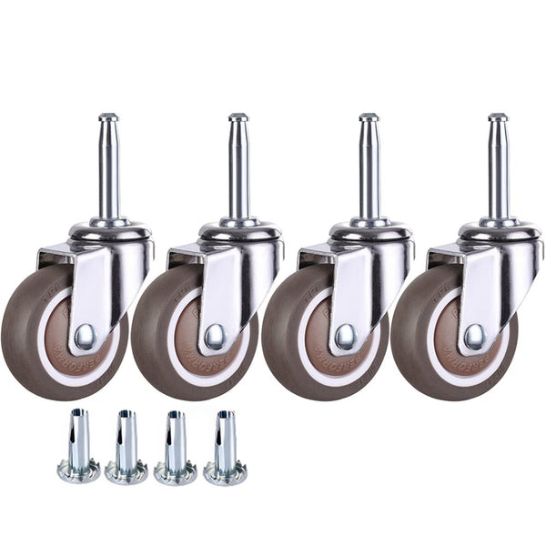 2 Inch Rubber Caster Wheel Set of 4 with 5/16" x 1-1/2" Stem for Furniture Crib Trolley Dining Car