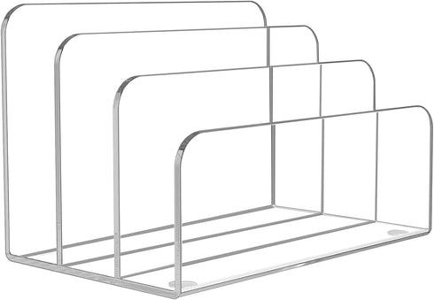 Desk Mail Organizer, 3 Section Clear Acrylic File Holder, Vertical Lightweight Envelope Holder for Office, Home, School