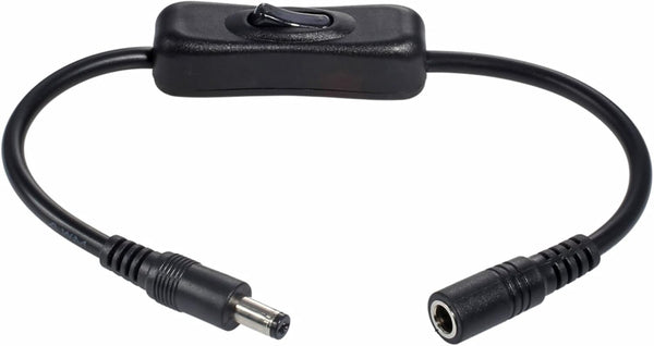 PLCPDM DC5.5x2.1/2.5mm Male to Female Power Extension Cable Cord with Switch-Button for Routers