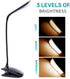 3 Reading Lamp, Clip on Headboard Reading Lights for Books in Bed at Night, Eye-Caring, Brightness, USB Rechargeable
