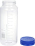 Moonetto 2 Pack 1000 mL Wide Mouth Graduated Round Borosilicate Glass Bottle with GL70 Blue Polypropylene Screw Cap