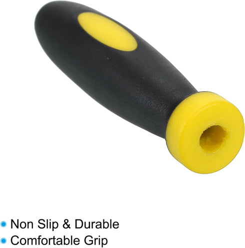 PATIKIL 10 Pack 2 Inch Rubber File Handle Replacement Accessories for 0.16" Diameter File, Black Yellow