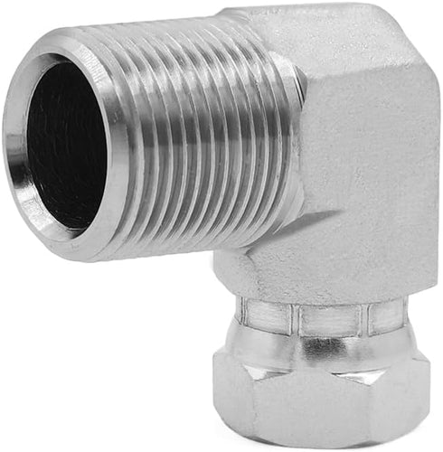 1501-12-08 Hydraulic Hose Adapter Fitting, 3/4" Male x 1/2" Female Swivel 90° Elbow, Carbon Steel