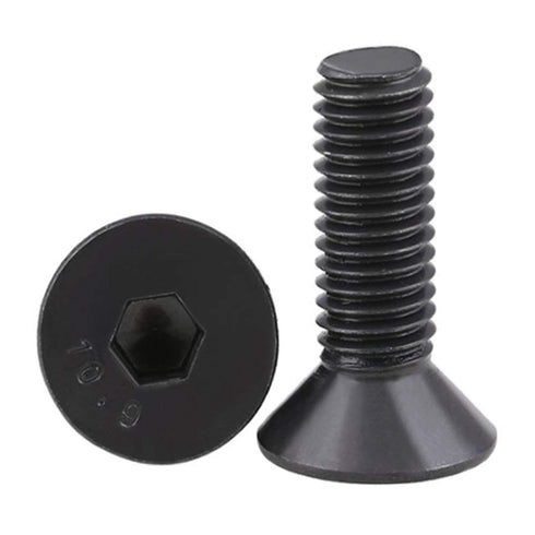 M8-1.25 x 60mm Flat Head Socket Cap Screws, 10 PCS Countersunk Bolts, Alloy Steel Grade 10.9, Fully Threaded, Allen