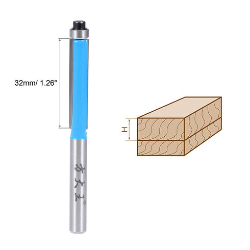 uxcell Router Bit 1/4 Shank, 1/4 inch Dia. Flush Trim with Bearing, 2 Flutes Carbide for Woodworking Milling Tool