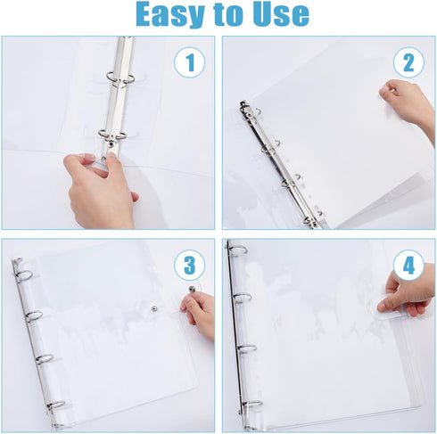 SUPERFINDINGS 2PCS Clear A4 Notebook Binder, PVC Plastic Covers, 4 Rings, Loose Leaf Binder, 12.4x10.4x1.18inch