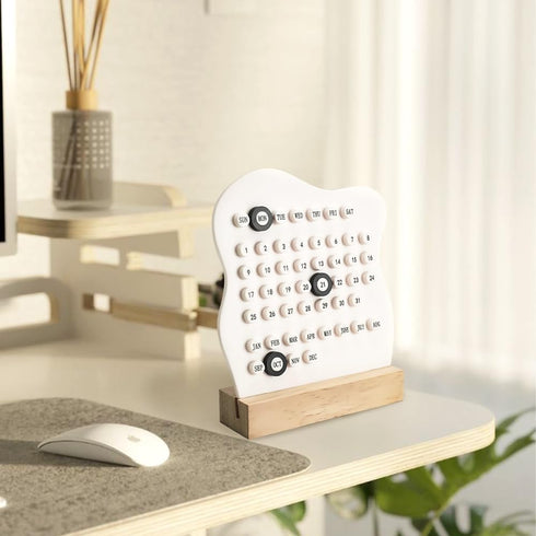 Mulaibdin Desktop Perpetual Calendar, Reusable Block Calendar for Desk, Modern Ring Date Calendar, Record Cute Decor