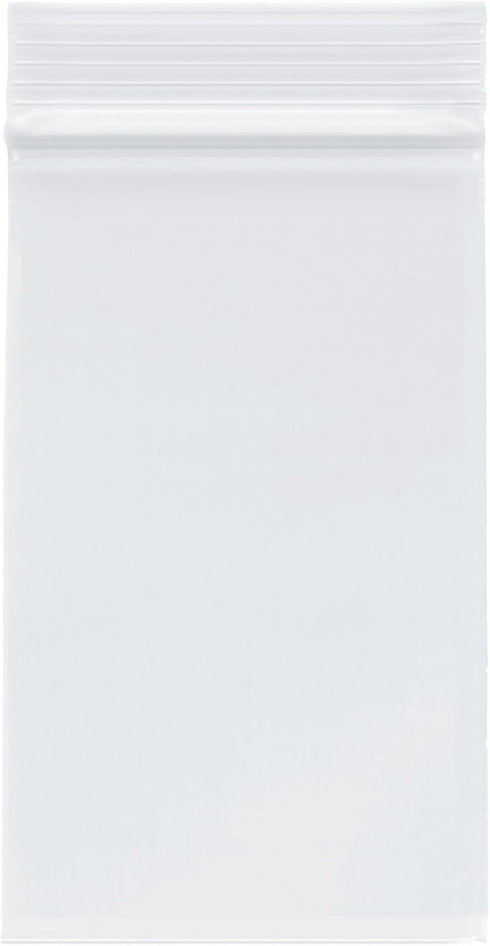 Plymor 3" x 5" Zipper Reclosable Plastic Bags, 2 Mil, Pack of 200