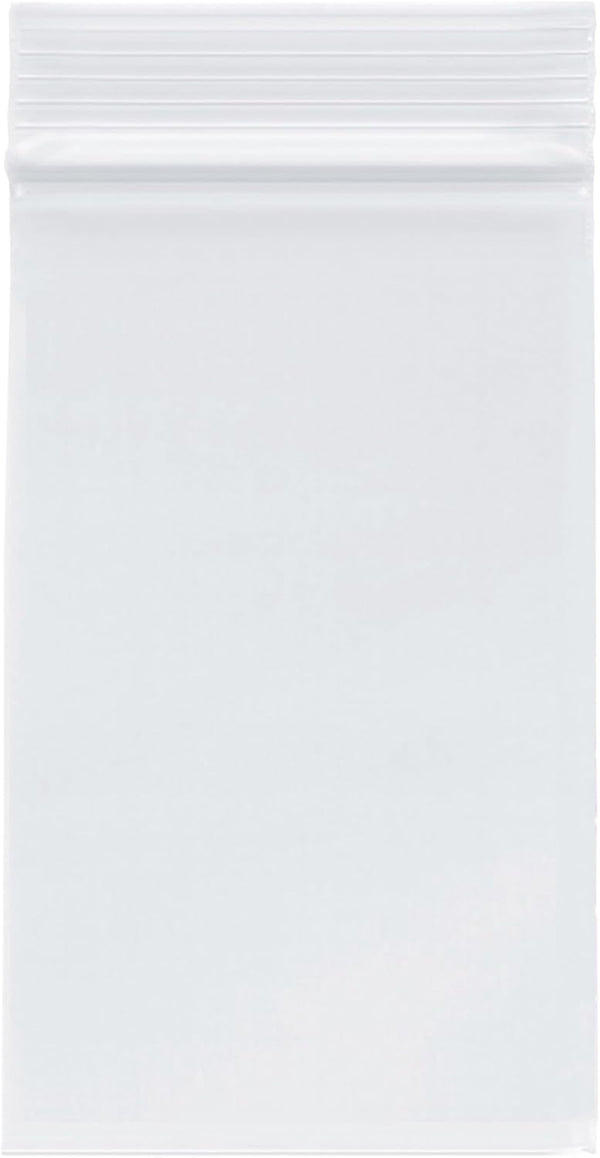 Plymor 3" x 5" Zipper Reclosable Plastic Bags, 2 Mil, Pack of 200