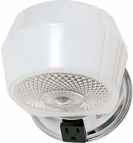 SF77/121B Nuvo Chrome Bath Shade With White/Crystal Bottom Glass With Convenience Outlet