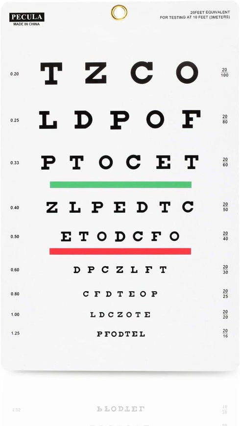 PECULA Snellen Chart, Wall Chart for Eye Exams, 10 ft, 9 x 14 in