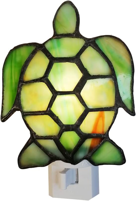 DUONAYU Green Turtle Night Light Bedroom Bed lamp for Sleeping Colored Glass