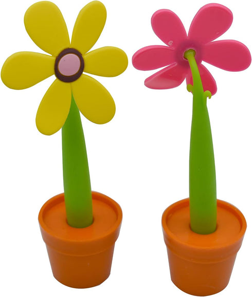 Maydahui 4 PCS Flower Ballpoint Pens with Plant Pot Stand, Cute Creative Design for Student Party Valentine's Day