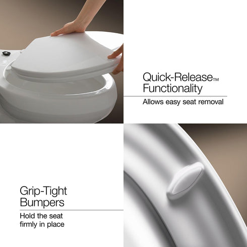 4734-RL-0 KOHLER Rutledge ReadyLatch Soft Close Elongated Toilet Seat, Quiet-Close Lid Grip-Tight Bumpers, Installation