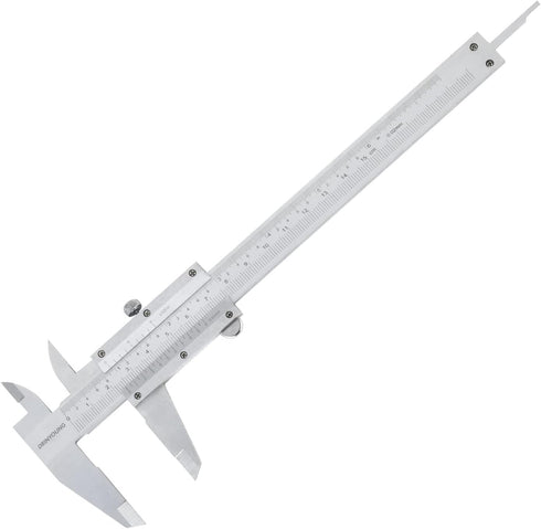 Vernier Caliper, Measuring Tool Micrometer Carbon Steel Inch/Metric 0-6" Range 1/128 Inch Dual Reading Scale