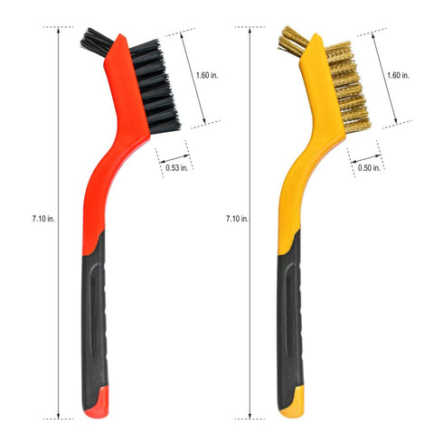 YUOILHY 6Pcs Small Wire Brushes for Cleaning Rust, Brass/Nylon/Stainless Steel Brushes with Curved Handle for Cleaning