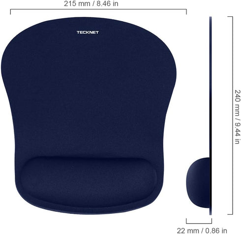 TECKNET Ergonomic Gaming Mouse Pad with Wrist Support, Comfortable Portable Mousepad for Computer, Blue