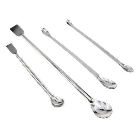 1 Set Stainless Steel Micro Sampling Spoons Spatula Combination, Reagent Spoons Laboratory Supplies (Pack of 4)