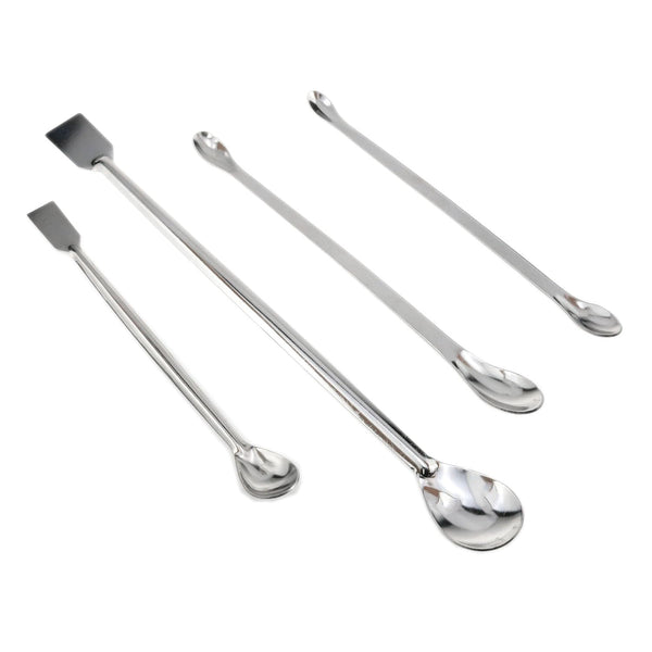 1 Set Stainless Steel Micro Sampling Spoons Spatula Combination, Reagent Spoons Laboratory Supplies (Pack of 4)