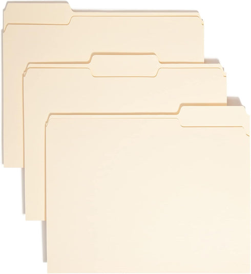 File Folder, 1/3-Cut Tab, Assorted Positions, Letter Size, Manila by Smead, 100 per Box (10330)