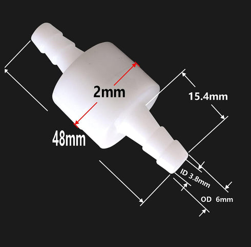 2PCS 1/4" Check Valve Hose Barb One Way Inline Non Return Ozone Resistance for Fuel Oil Water Gas Air Pump with 4PCS Hose Clamps