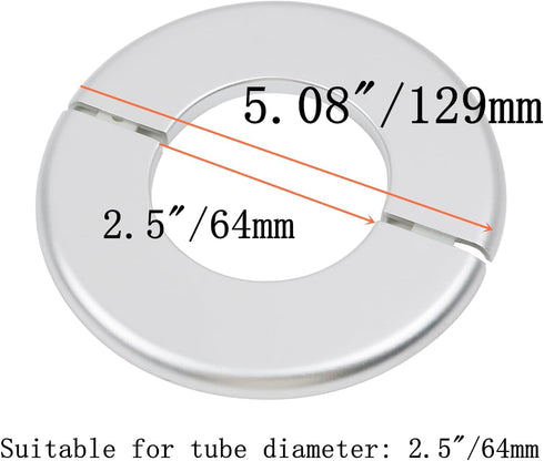 4 Pcs Wall Split Flange, ABS Round Self-Adhesive Escutcheon Plate for 2.5"/64mm in Silver