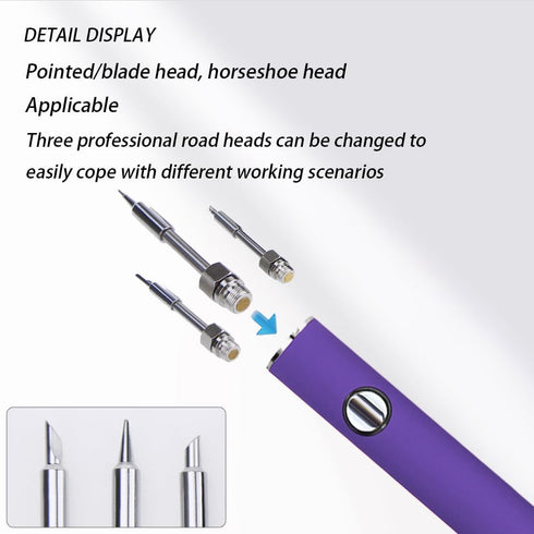 510 650mAh 3Speed Thread Battery Professional Cordless Soldering Iron with LED Display Precise Temp Control