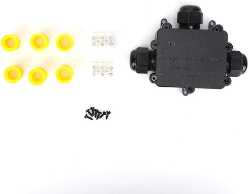 IP68 Waterproof Junction Box, M686 Outdoor Cable 3-Way Electrical Junction Box, Black Plastic