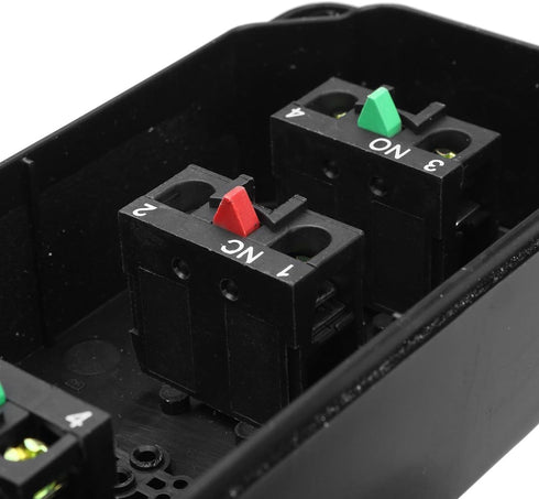 Hitommy 3-Button Control Station with Up Down Arrows, Stop Button, White and Black Housing, Industrial Push Button Box