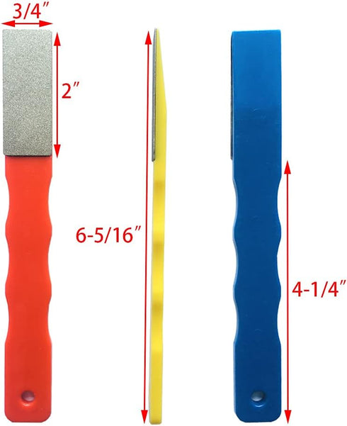 Diamond Color Coded Mini Diamond Hone Kit 3Grits #220,400,600 Flat Hand File Knife Sharpener Red/Yellow/Blue - 3pcs by OSFTBVT
