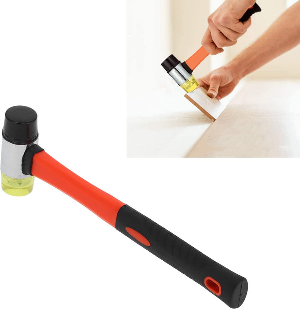 Rubber Mallet Hammer Double Faced Soft Mallet, 40mm Diameter with 10.4" Soft Fiberglass Handle